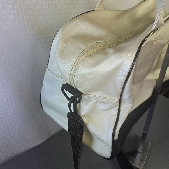 Retro White & Black Shoulder Tote Bag With "01-01-00" Print Zipper Closure Y2K - Picture 5 of 10